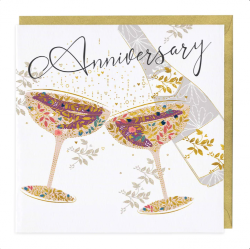 Clinking Glasses Anniversary Card
